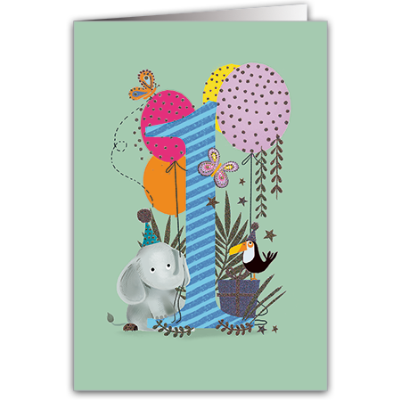  | Zum 1. Geburtstag (Strukturkarton mit Glimmerlack)