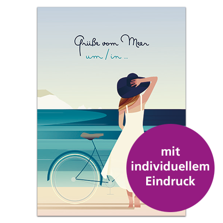 Grüße vom Meer um / in ... | Grüße vom Meer (individualisierbar, Mindestbestellmenge 20 Stk.)