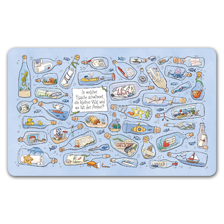 In welcher Flasche schwimmt ein kleiner Wal und wo ist der Anker? | In welcher Flasche schwimmt ein kleiner Wal?