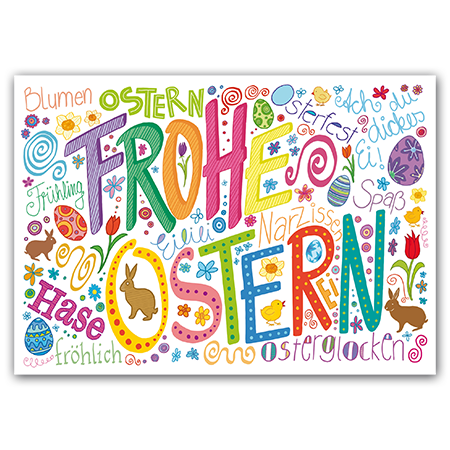Frohe Ostern Blumen Osterfest Ach du dickes Ei Spaß Narzissen Osterglocken Hase fröhlich Frühling | Frohe Ostern (Strukturkarton mit Lack-Effekten)