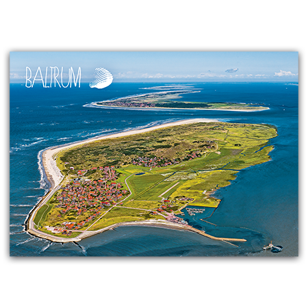 Baltrum | Insel Baltrum aus der Luft (Strukturkarton mit Lack-Effekten)