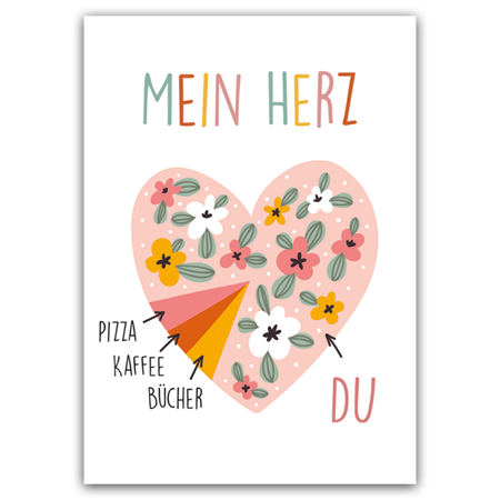 Mein Herz Pizza Kaffee Bücher Du | Mein Herz und Du (Strukturkarton mit Lack-Effekten)