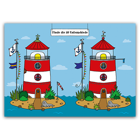 Finde die 10 Unterschiede | Leuchtturm-Rätsel (Strukturkarton mit Lack-Effekten)