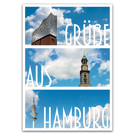 Grüße aus Hamburg | Grüße aus Hamburg: Elbphilharmonie, Michaeliskirche und Heinrich-Hertz-Turm