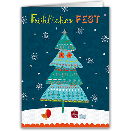 Fröhliches Fest   Fröhliches Fest (Strukturkarton mit Glimmerlack)
