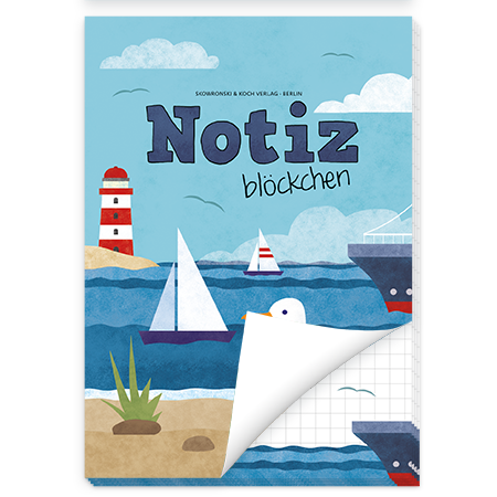 Notizblöckchen | Möwe und Boote