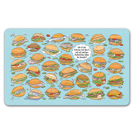 Wo ist das Brötchen mit dem Ei und auf welchem Fischbrötchen fehlen die Zwiebeln? | Wo ist das Brötchen mit dem Ei?
