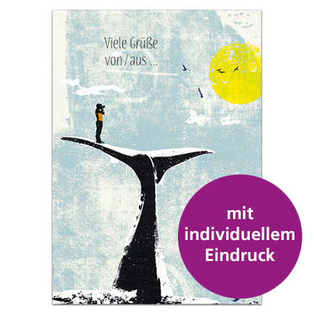 Viele Grüße von / aus ... | Meerblick (individualisierbar, Mindestbestellmenge 20 Stk.)