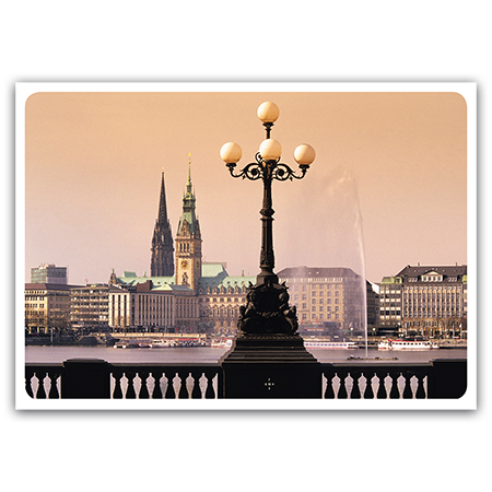  | Hamburg, Blick von der Lombardsbrücke auf die Innenstadt (Strukturkarton)