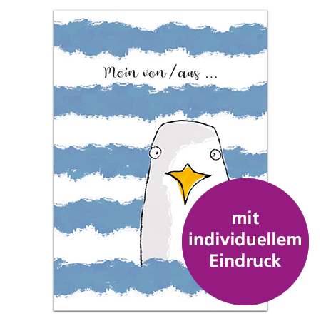 Moin aus ... | Möwengruß (individualisierbar, Mindestbestellmenge 20 Stk.)