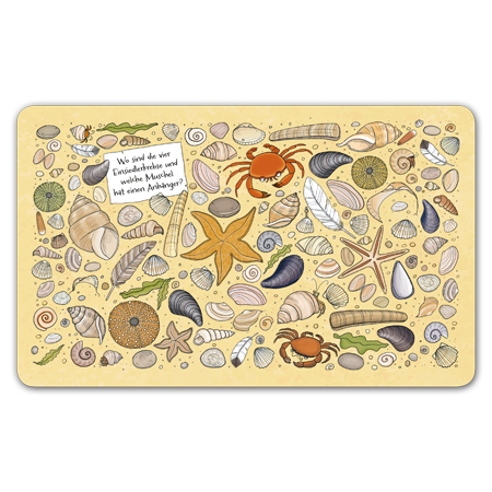 Wo sind die vier Einsiedlerkrebse und welche Muschel hat einen Anhänger? | Wo sind die vier Einsiedlerkrebse?