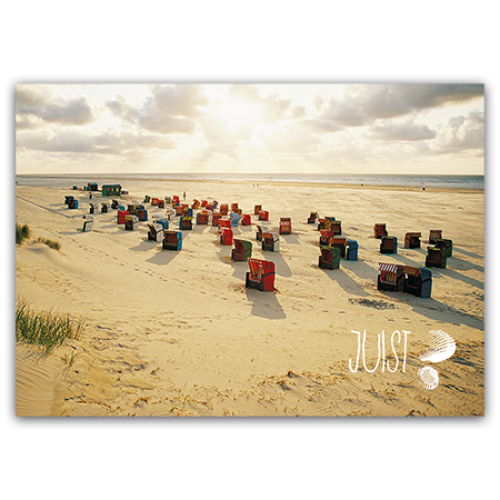 Juist | Abendstimmung am Hauptstrand (Strukturkarton mit Lack-Effekten)